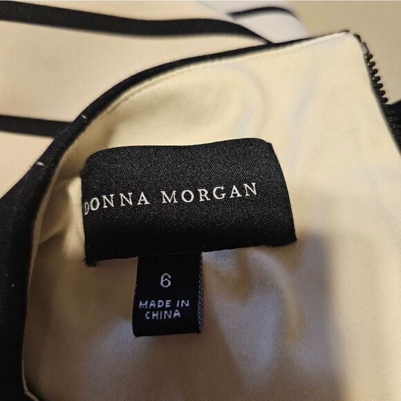 Donna Morgan black/off White Dress Size 6 midi Pre-owned - Picture 4 of 6